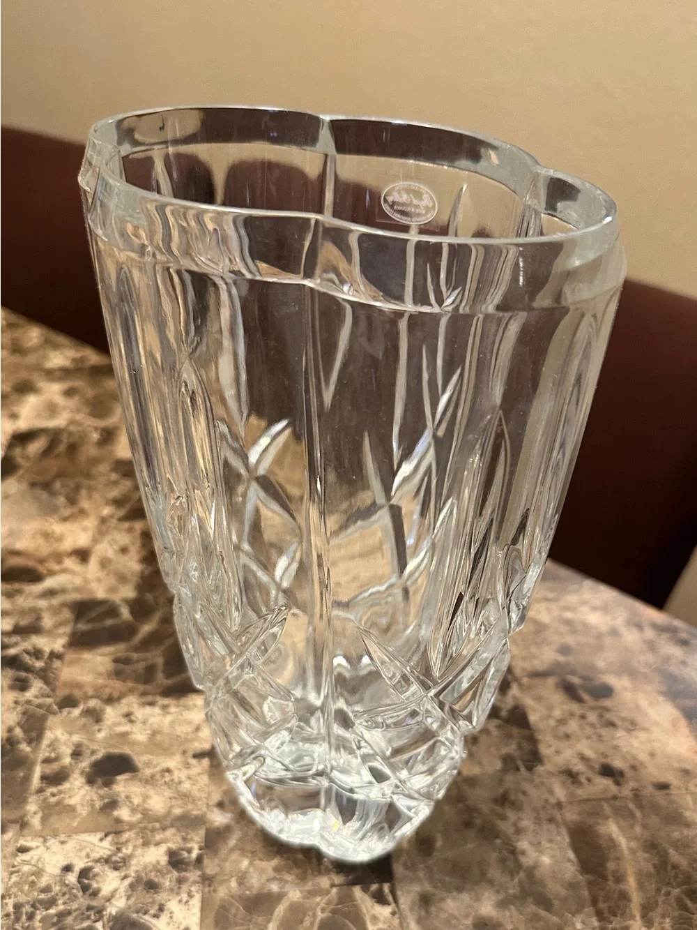 Clear Crystal Glass Vase - Elegant Cut Design